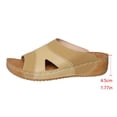 thumbnail image 5 of Womens Comfortable Open Toe Wedge Slide Sandals, Arch Support Cushioned Footbed, Non-Slip Outsole Vegan Faux Leather Slip On Summer Shoes - Khaki,Size 7.5, 5 of 9