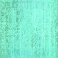 thumbnail image 1 of Ahgly Company Machine Washable Indoor Square Abstract Turquoise Blue Contemporary Area Rugs, 3' Square, 1 of 4