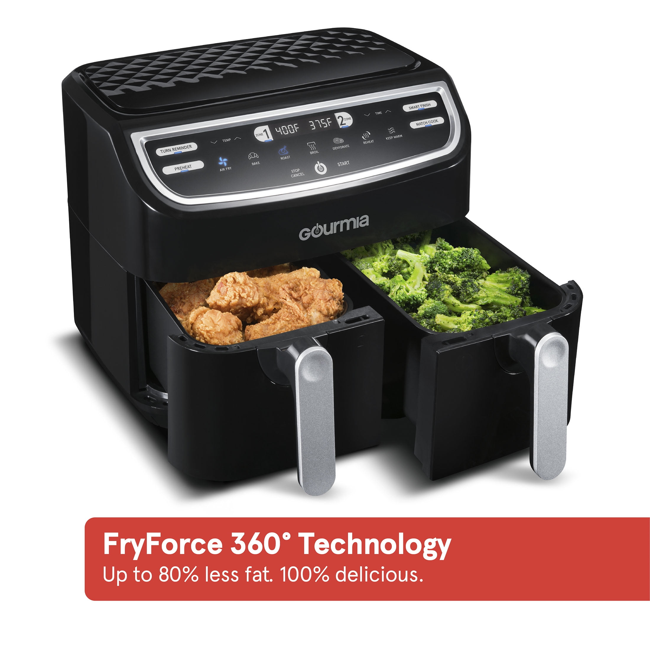 JOYAMI Air Fryer with 2 Baskets, 8 QT Dual Basket AirFryer with  Sync-Finish, Nonstick and Dishwasher Safe, 6-in-1 Airfryer for Air Fry,  Bake