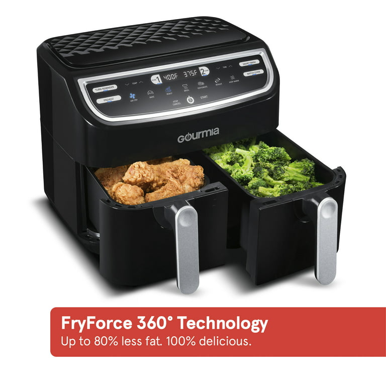Gourmia 10-qt. Dual Basket Digital Air Fryer With Smart Finish And Match  Cook Black Stainless Steel : Target