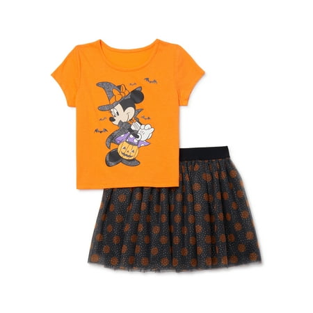 Disney Minnie Mouse Girls Halloween Graphic Top and Tutu Skirt Outfit Set, 2-Piece, Sizes 4-16