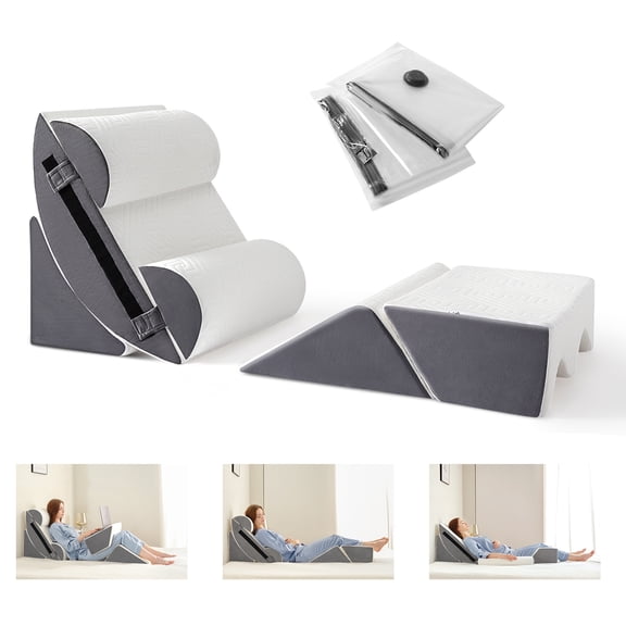 6PCS Orthopedic Bed Wedge Pillow Set for Sleeping - Triangle Pillow Wedge for After Surgery Body Neck Back & Leg Pain Relief Acid Reflux GERD Snoring Relief Supportive Memory Foam mellow cloud pillow