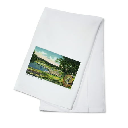 

San Angelo Texas View of Sheep on the Range (100% Cotton Tea Towel Decorative Hand Towel Kitchen and Home)