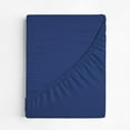 thumbnail image 5 of CGK Linens 400 Thread Count Extra Deep Pocket Single Fitted Sheet Only - Twin Size 100% Cotton Sateen Bottom Sheet, Fits 18"-24" Mattresses, Navy Blue, 5 of 6