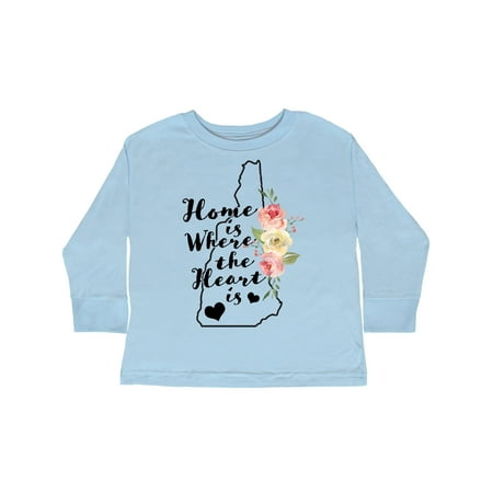 

Inktastic New Hampshire Home is Where the Heart is with Watercolor Gift Toddler Boy or Toddler Girl Long Sleeve T-Shirt