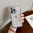 thumbnail image 3 of Compatible with iPhone 12 Pro Max Case Clear Cute 3D Plating Heart Cover Camera Protection Shockproof Phone Case for Women Girls Design for iPhone 12 Pro Max-Blue, 3 of 10