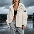thumbnail image 3 of Women's Plus Size Rain Jackets Waterproof Loose And Hooded Windproof Outdoor Mountaineering Water- Full-zip Parka Casual Jacket, 3 of 8