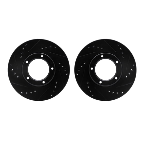 Dynamic Friction Company Front Brake Rotors-Drilled and Slotted-Black 8002-76064