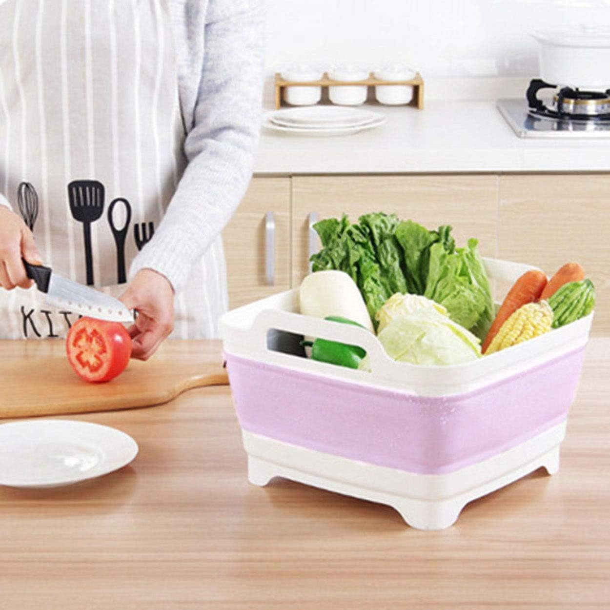 gvtocld Dish Drying Rack Collapsible Space Saving Dinnerware Drainer Organizer Foldable Portable Tableware Storage Rack Washable Reusable Cutlery Organizer