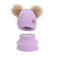 thumbnail image 4 of HNMKIU Kids Winter Knitted Hat Scarf Set Thermal Lined Neck Warmer for Boys Girls Cold Weather Outdoor Leisure Purple - One Size, 4 of 4