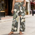 thumbnail image 2 of Amzcrzy Wide Leg pants Women 2026 Floral Print Cotton Linen Womens Trouser Pants Loose Fit Casual Summer Palazzo Pants Breathable High Waisted Lounge Pants Women with Pockets for Vacation Daily, 2 of 7