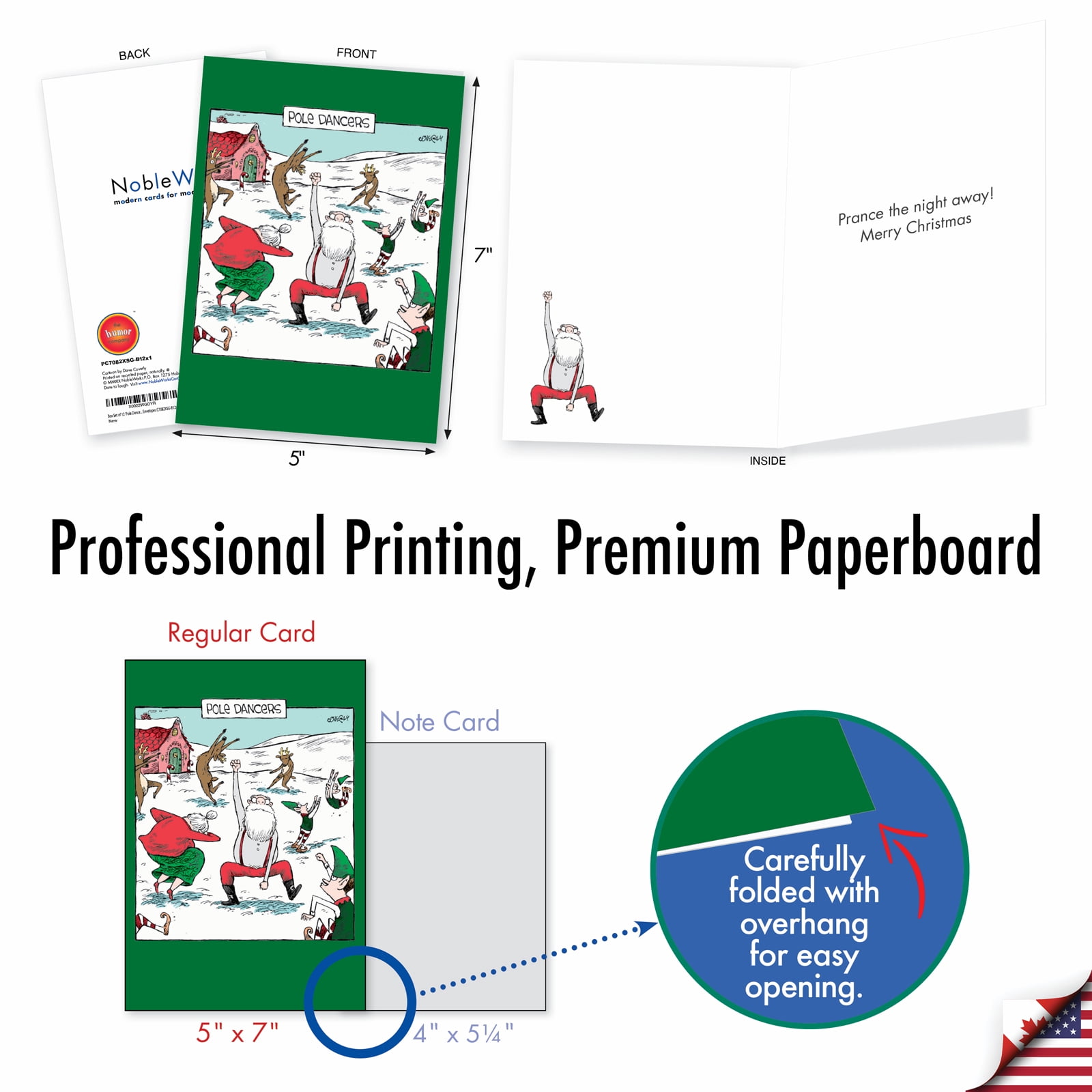 12 Christmas Greeting Cards (1 Design, 12 Cards) - Pole Dancers C7082XSG-B12x1