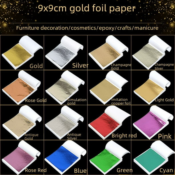 Artesanías de arcilla semicristalina con lámina de oro de imitación, decoración por goteo, arte de uñas, papel de aluminio de oro de imitación