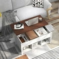 thumbnail image 2 of Costway Lift Top Coffee Table w/ Hidden Compartment and Storage Shelves Modern Furniture White, 2 of 10