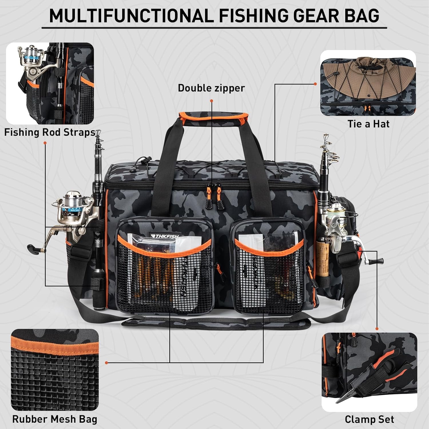 Fishing Tackle Bag for 3600/3700 Box Waterproof Soft Bottom Large Storage with Rod Holders