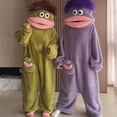 thumbnail image 6 of Cursed Comfort Onesie, Silly Onesie Funny Frog Onesie Oversized Plush Fleece Hooded One Piece Pajamas, Big Mouth Onsie, Cozy Home Loungewear, 6 of 7