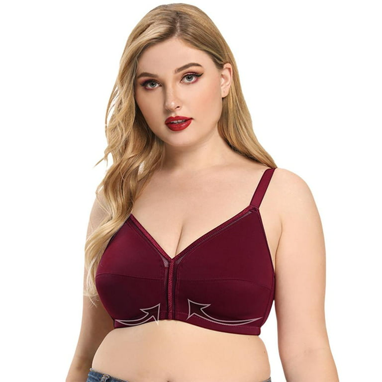 Women's Full Figure Plus Size Push Up MagicLift Original Wirefree Support  Bra, Wine Red 32D Cup