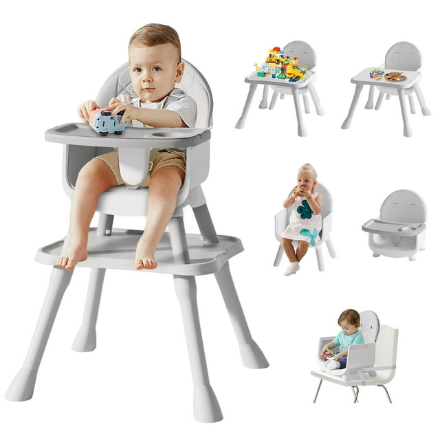 Trona TotTent 6 en 1 para bebés y niños pequeños (gris)