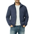 thumbnail image 2 of Jinhomg Mens Fleece Full Zip Up Sweatshirt Casual Mock Neck Jacket Sweatshirts No Hood Lightweight Cardigan Coats with Pockets, 2 of 7