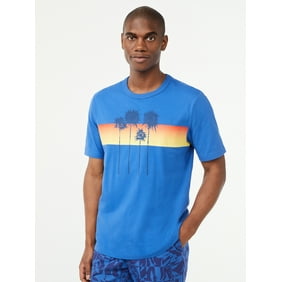 Free Assembly Men's Gradient Palm Graphic Tee with Short Sleeves