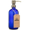 thumbnail image 5 of Cobalt Blue Glass Pint Jar Soap and Lotion Dispenser with Metal Pump (Brass), 5 of 5