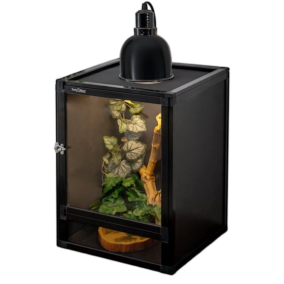 ToxiRium 18x18x36Inch Hybrid PVC Reptile Cage, Ventilated Warm PVC Habitat with Interchangeable Acrylic & Mesh Doors, Easy Assembly, Front Dual Access for Gecko, Chameleon, Snake, Frog