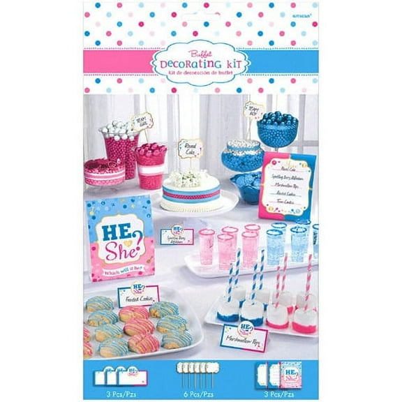 Baby Shower Gender Reveal 'Girl or Boy' Buffet Decorating Kit (12pc)
