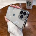 thumbnail image 1 of Luxury Plating Square Clear Phone Case For iPhone 12 13 14 Pro Max Plus Silicone Frame Shockproof Cover, 1 of 5