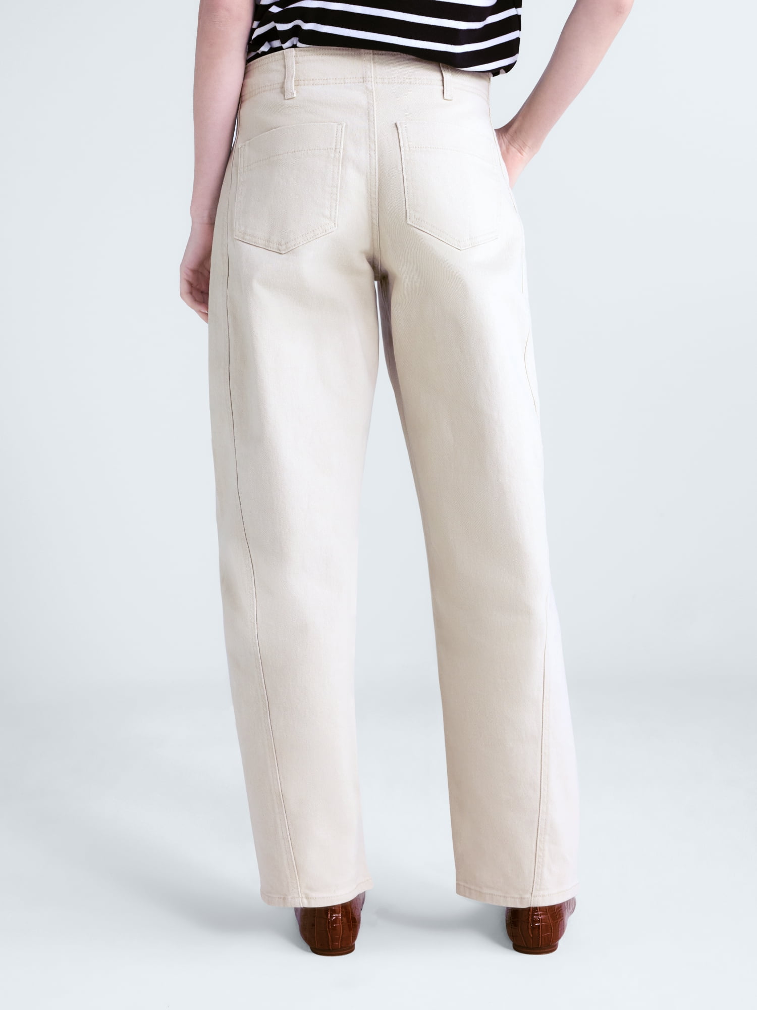 Free Assembly Women's and Women's Plus Side Panel Barrel Jeans, 30" Inseam, Sizes 0-28W