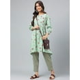 thumbnail image 3 of Janasya Women's Green Cotton Floral Printed Pant Set, 3 of 9