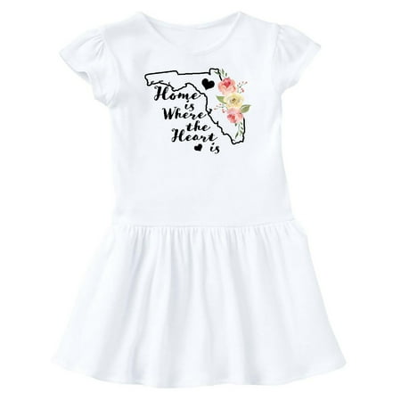 

Inktastic Florida Home Where the Heart is with Watercolor Floral Gift Baby Girl Dress
