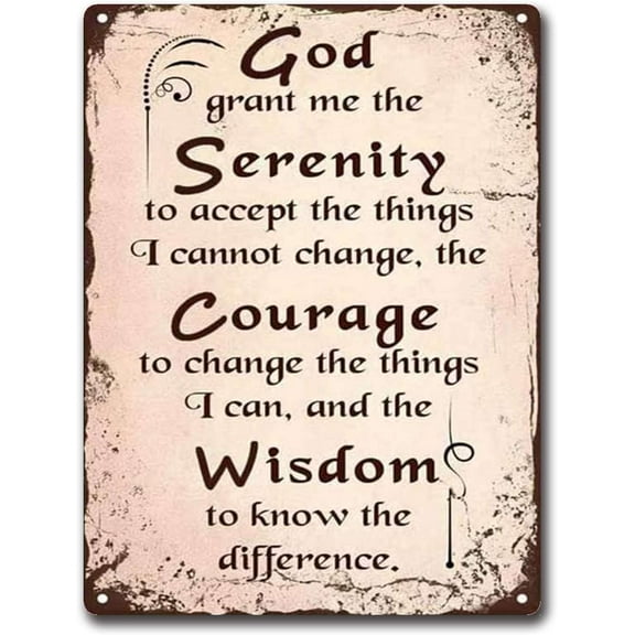 5.5x8 Inch Serenity Prayer Motivational Metal Vintage Tin Sign Bar Pub Home Retro Metal Poster Wall Art Decor Tin Metal Sign Wall Decor