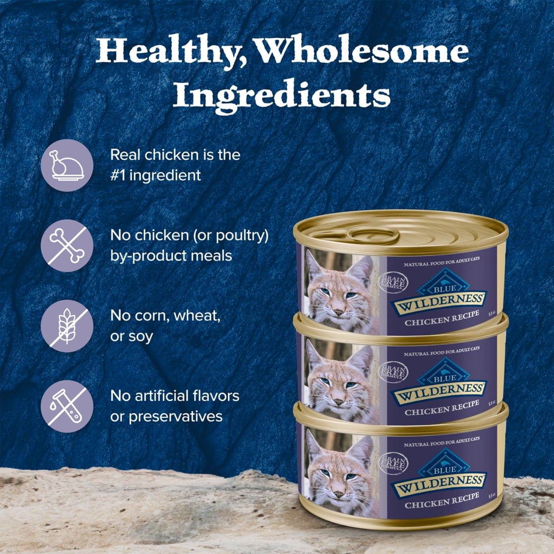 (24 pack) Blue Buffalo Wilderness Wet Cat Food Pate, High-Protein & Grain-Free Recipe, Chicken, 5.5-oz. Can