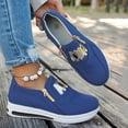 thumbnail image 5 of Platform Sneakers for Women Breathable Round Toe Chunky Bottom Slip on Low Top Side Zipper Flat Comfortable Walking Shoes Blue Size 7, 5 of 7