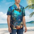 thumbnail image 3 of Sikiie Underwater Fish Turtle Print Men's Hawaiian Shirt, Summer Beach Button Pocket Short Sleeve T-Shirt,X-Large, 3 of 7