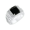 thumbnail image 3 of RYLOS Men's Rings Sterling Silver Designer Style 10X8MM Emerald Cut Shape Gemstone & Diamonds Onyx October Birthstone Rings For Men Size 9, 3 of 7