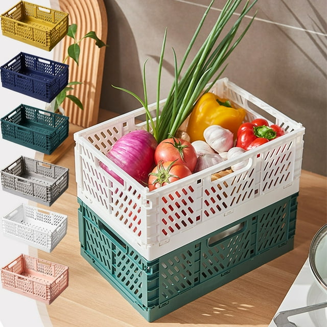 Jiaeri Foldable Storage Basket,Mesh Ventilated Plastic Collapsible Bin for Snacks,Cosmetics,Stationery,Desktop Organization,Laundry & Pantry,Multi-Use Basket for Home,Office,Camping