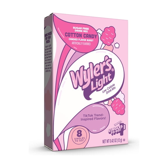 Wyler's Light Watertok Fun Flavor, Cotton Candy, To Go Pack, 1 Flavor, 0.42 oz., 8 Count