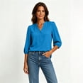 thumbnail image 6 of GUACER Half Sleeve Henley Blouses for Women V-Neck Button-Up Top Flowy Lightweight Shirts for Casual & Office Wear, 6 of 7