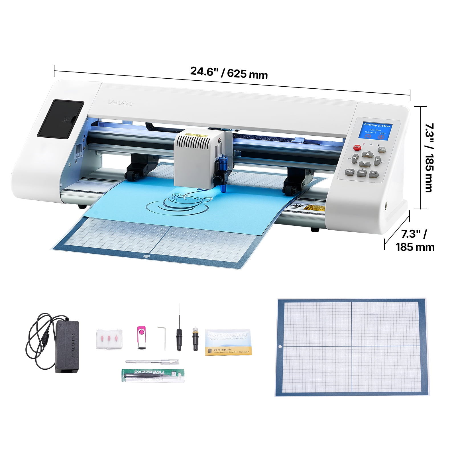 VEVOR Cutting Machine, Automatic Edge Detection Vinyl Cutter Machine with Design Software and Materials, Compatible with Multiple File Formats, for Creating Customized DIY Crafts, Cards, Stickers