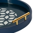 thumbnail image 3 of Kate and Laurel Caspen Glam Decorative Serving Tray, 15.5 Inch Diameter, Navy and Gold, Decorative Tray with Round Shape and Polished Gold Metal Handles for Storage and Display, 3 of 8