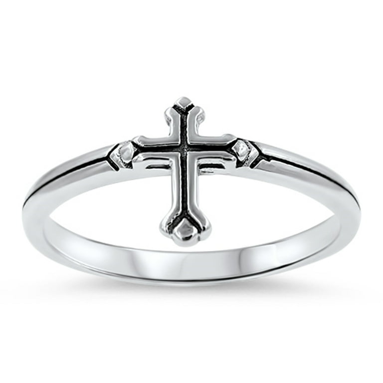  925 Sterling Silver True Love Waits Ring Purity Cross