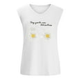 thumbnail image 4 of Pompotops T-Shirt Sans Manches à Col en V Imprimé Décontracté pour Femmes, 4 of 5