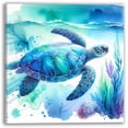 thumbnail image 2 of Marine Serenity: Sea Turtle Journey - Watercolor Wrapped Canvas Art, 2 of 2