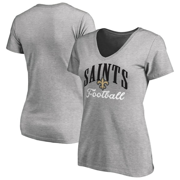 Women's Heather Gray New Orleans Saints Victory Script V-Neck T-Shirt