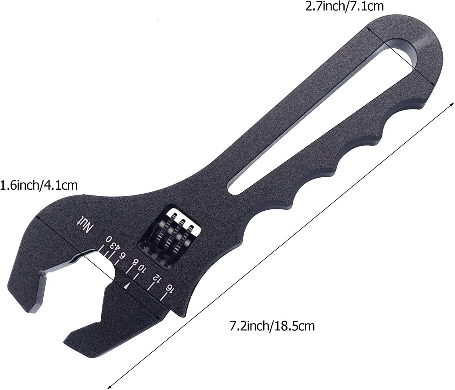 ABCISI 3AN-16AN Adjustable Wrench, Aluminum Lightweight Spanner Tools with ErgoFlow Curved Handle for An Hose Fitting Adapter End, Black
