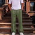 thumbnail image 2 of KLHDSF Men's Baggy Bootcut Sweatpants Wide Leg Flared Stretch Elastic Waist Drawstring Cotton Lounge Workout Casual Pants Green M, 2 of 8