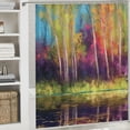 thumbnail image 6 of Orinice  Flower Shower Curtain, Autumn Trees Along Lake Fall in Jungle Natural Paradise Best Places in Earth, Cloth Fabric Bathroom Decor Set with Hooks,  69x72, 6 of 7
