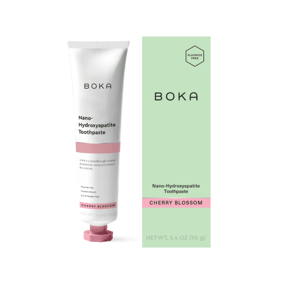Boka Fluoride Free Toothpaste, Nano Hydroxyapatite Toothpaste, Appropriate for Sensitive Teeth - Cherry Blossom Flavor - 3.4 fl oz