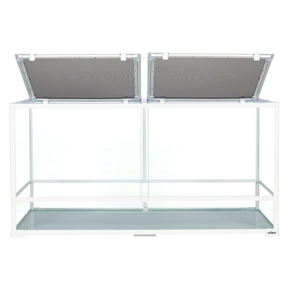 OiiBO 120 Gallon Reptile Large Terrarium Upgrade Glass Front Opening Tank Sliding Door with Screen Ventilation 48" x 24" x 24"(Knock-Down)